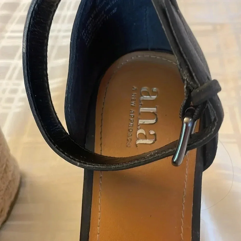 A.N.A. Black Wedge Espadrille Open‎ Toe Sandals